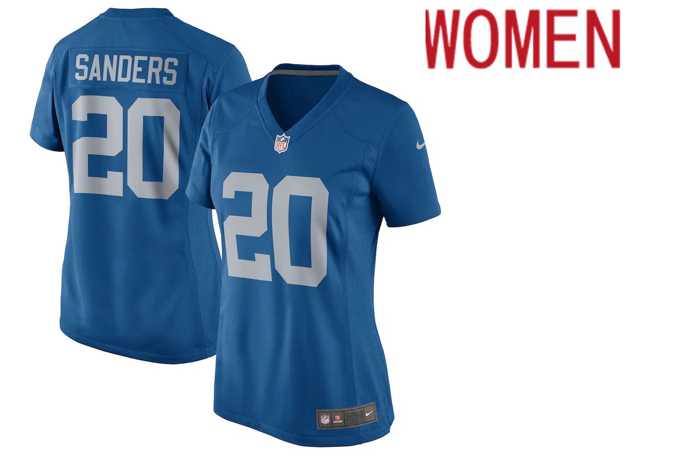 Women Detroit Lions #20 Barry Sanders Nike Blue 2017 Throwback Retired Player Game NFL Jersey